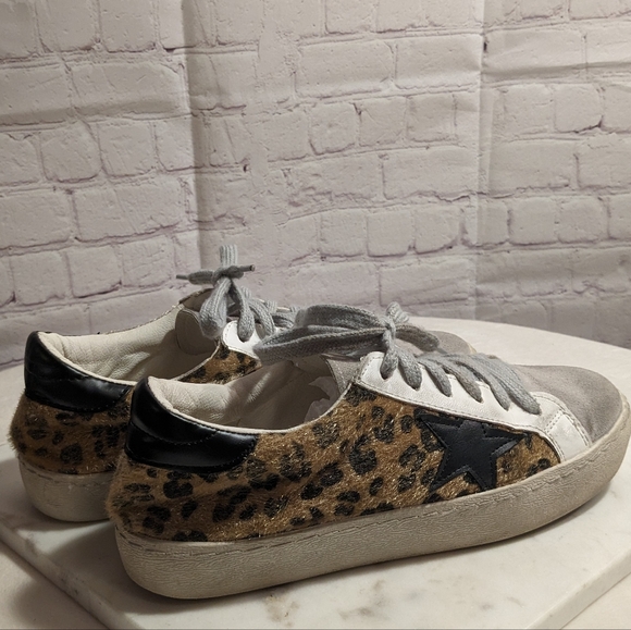 Sarabasic Collection Leopard Pony Fur White Suede Black Star Sneaker Euro 38 - Picture 3 of 15